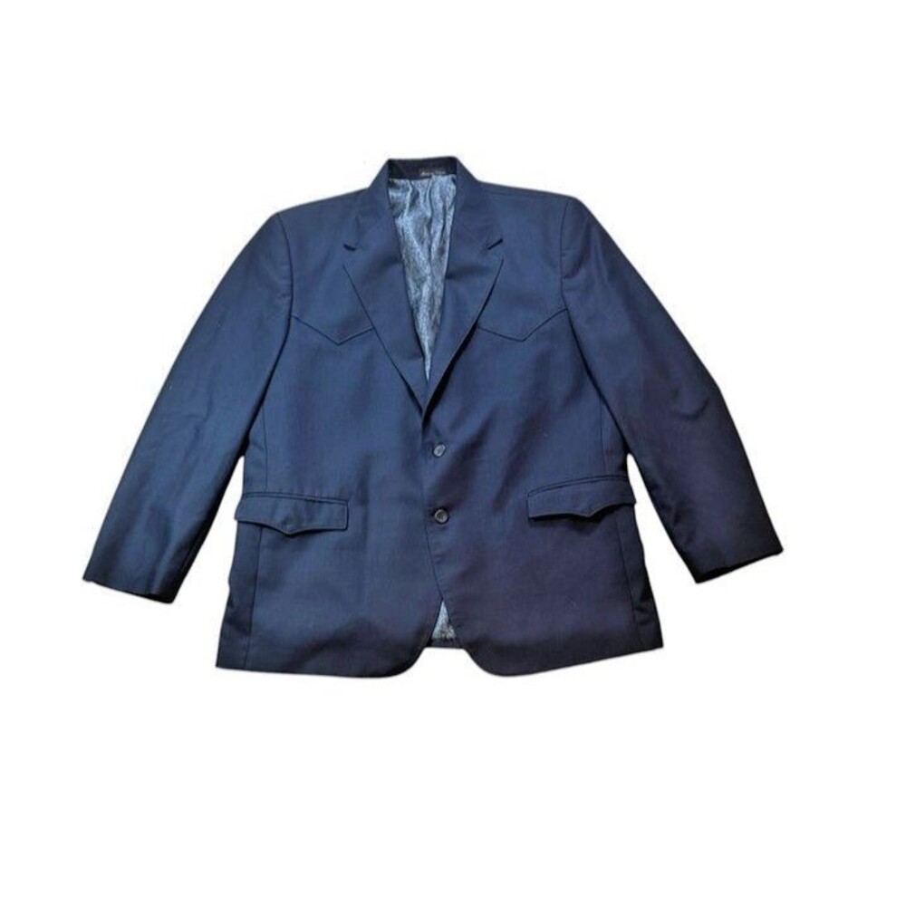 Circle S Western Sport Coat Blazer Mens Size 46R Blue Suit Jacket Casual Cowboy